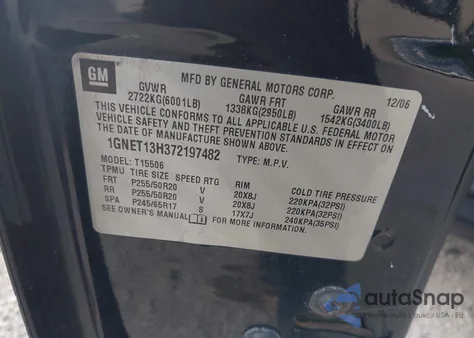 2007 Chevrolet Trailblazer Ss из США, поврежденный, VIN 1GNET13H372197482